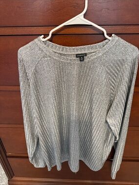 Torrid Metallic Gray Ribbed Crewneck Sweater